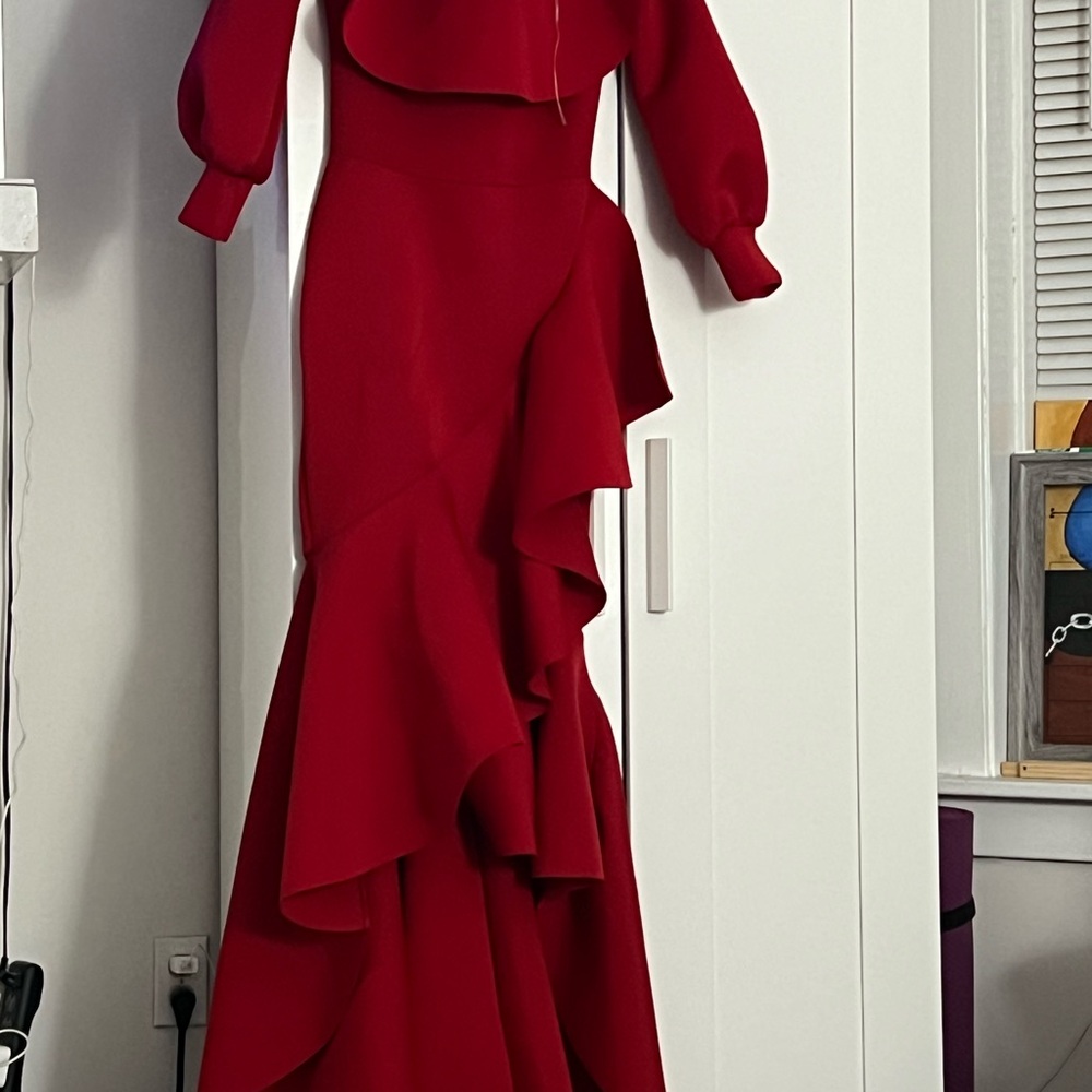 AKIRA Bold Red Long Sleeve Dress